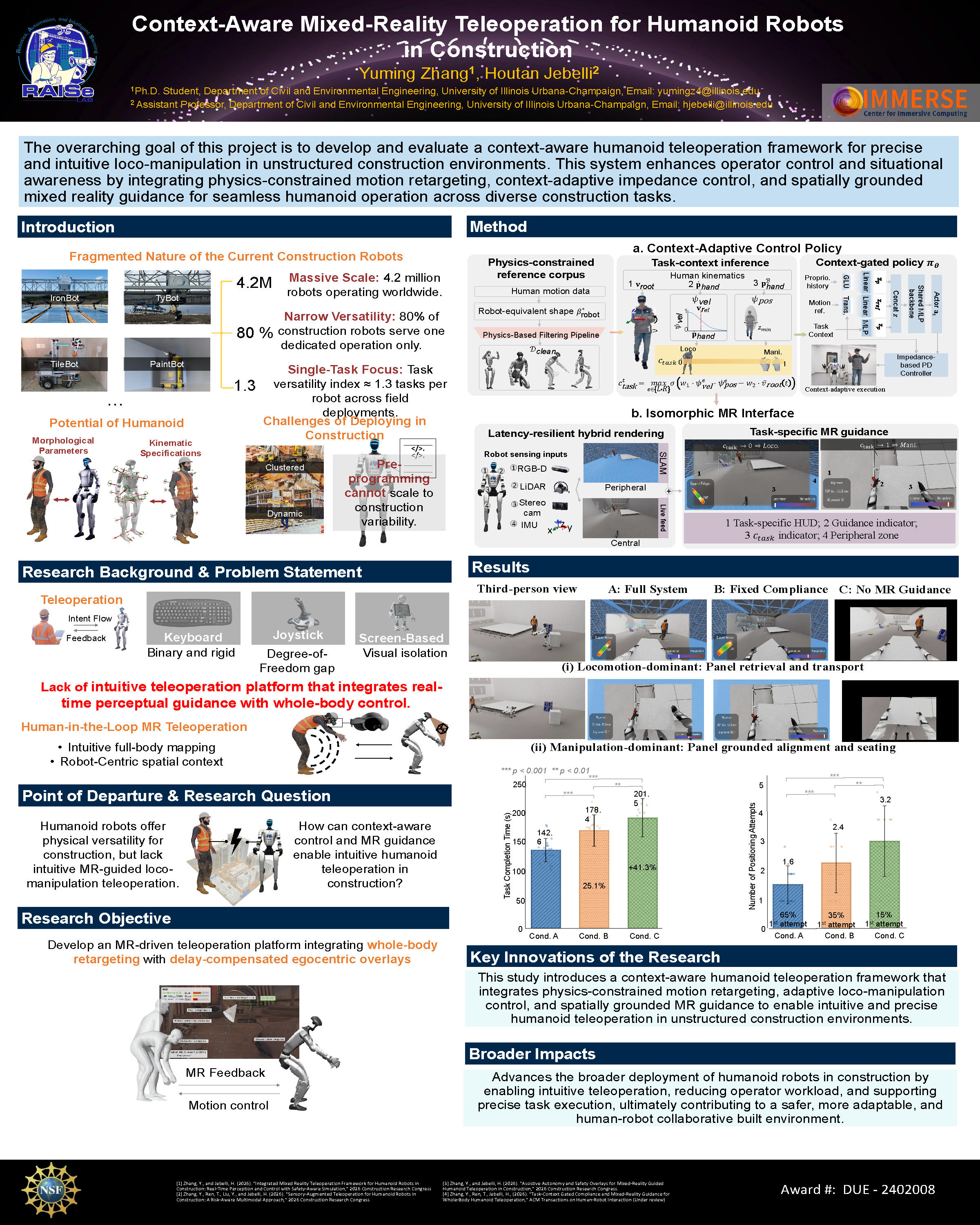 Context-Aware Mixed-Reality Teleoperation for Humanoid Robots in Construction